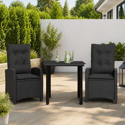 Your Outdoor Comfort: Black Rattan 3 Piece Dining Set