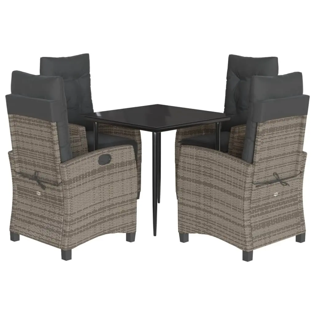 Garden Dining Set 5 Piece Outdoor Furniture Patio Table Chairs Cushions Grey