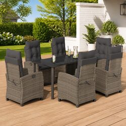 Friendly Grey Rattan 7-Piece Garden Dining Set