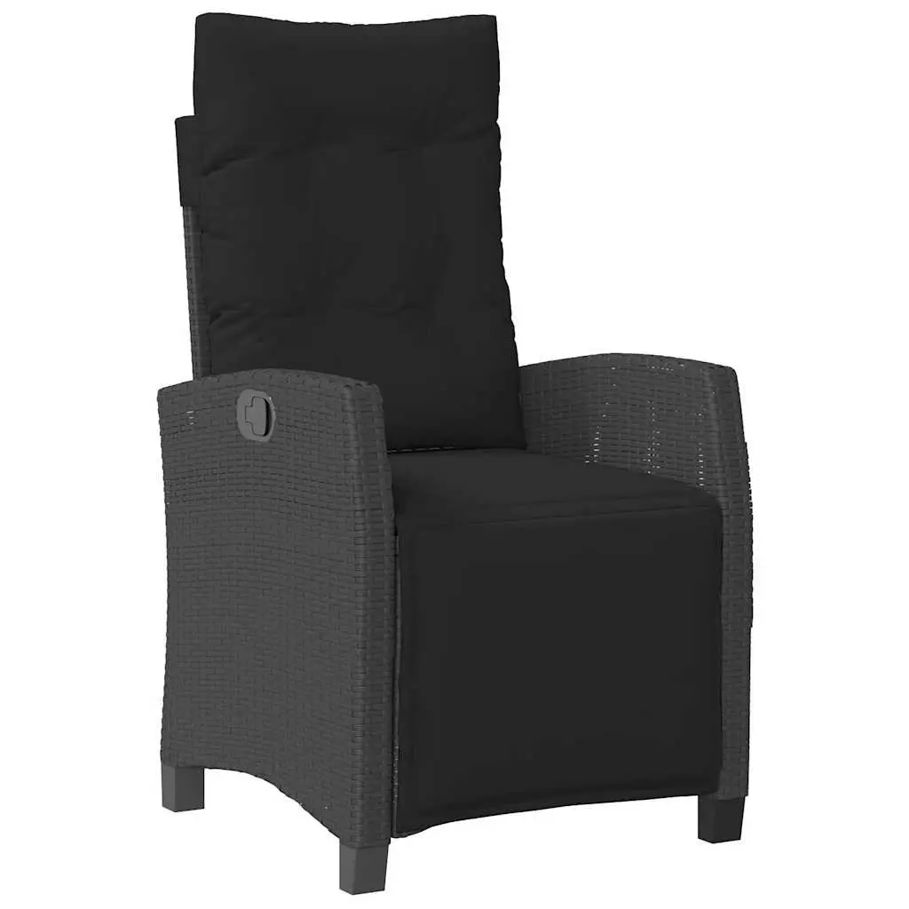 Garden Dining Set 3 Piece Outdoor Furniture Black Poly Rattan with Cushions