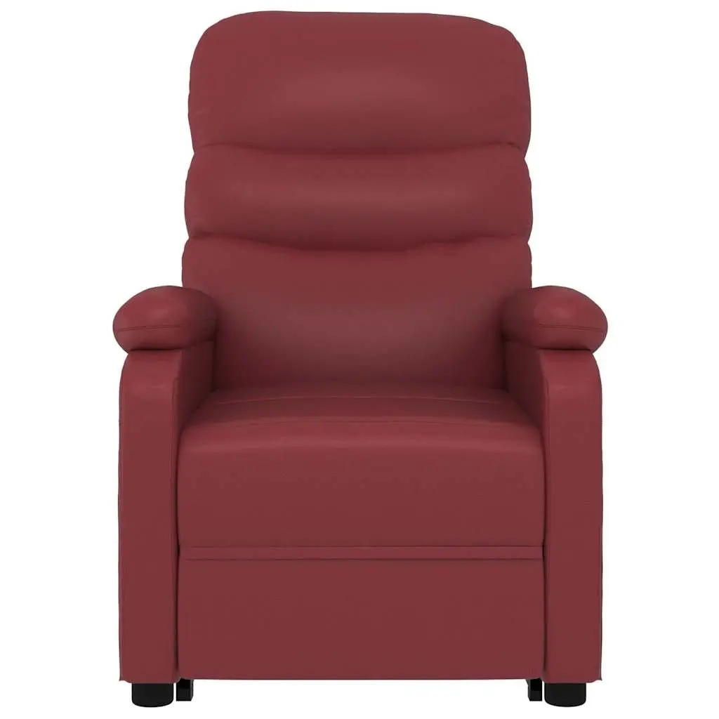 Reclining Armchair Electric Lift Function Red Faux Leather 3 Positions