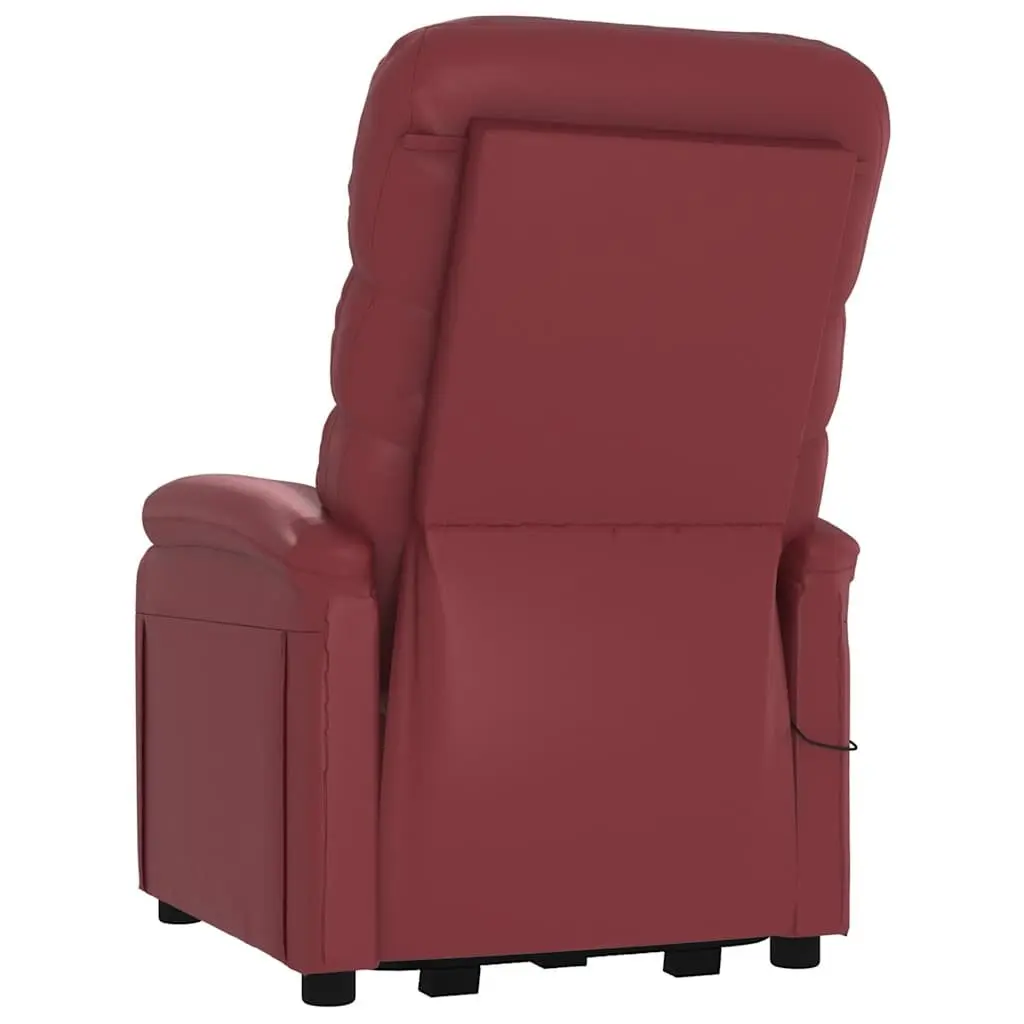 Reclining Armchair Electric Lift Function Red Faux Leather 3 Positions