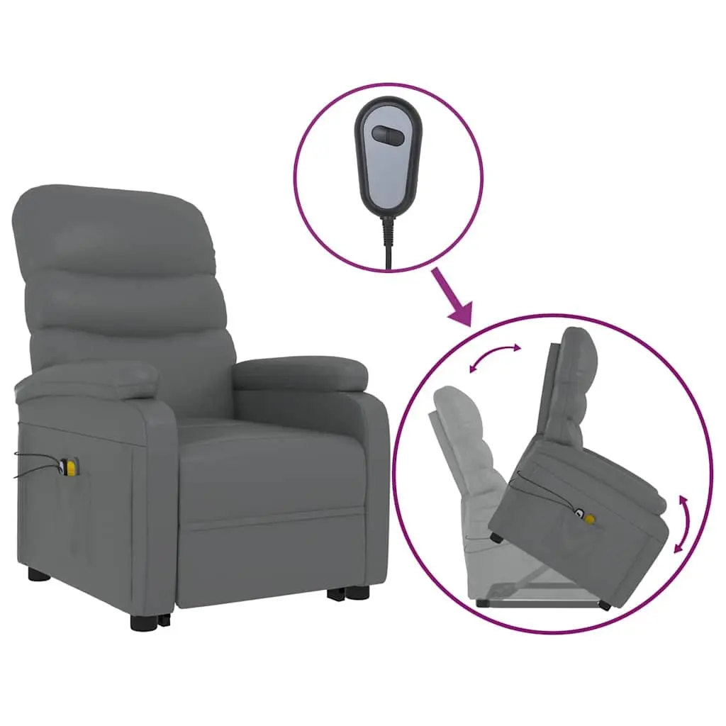 Electric Massage Chair Stand Up Recliner Anthracite with Power Lift Function and Vibration Massage Technology