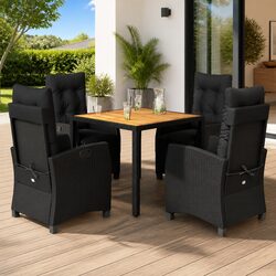 Friendly Outdoor Dining Set - 5 Pieces in Black Rattan