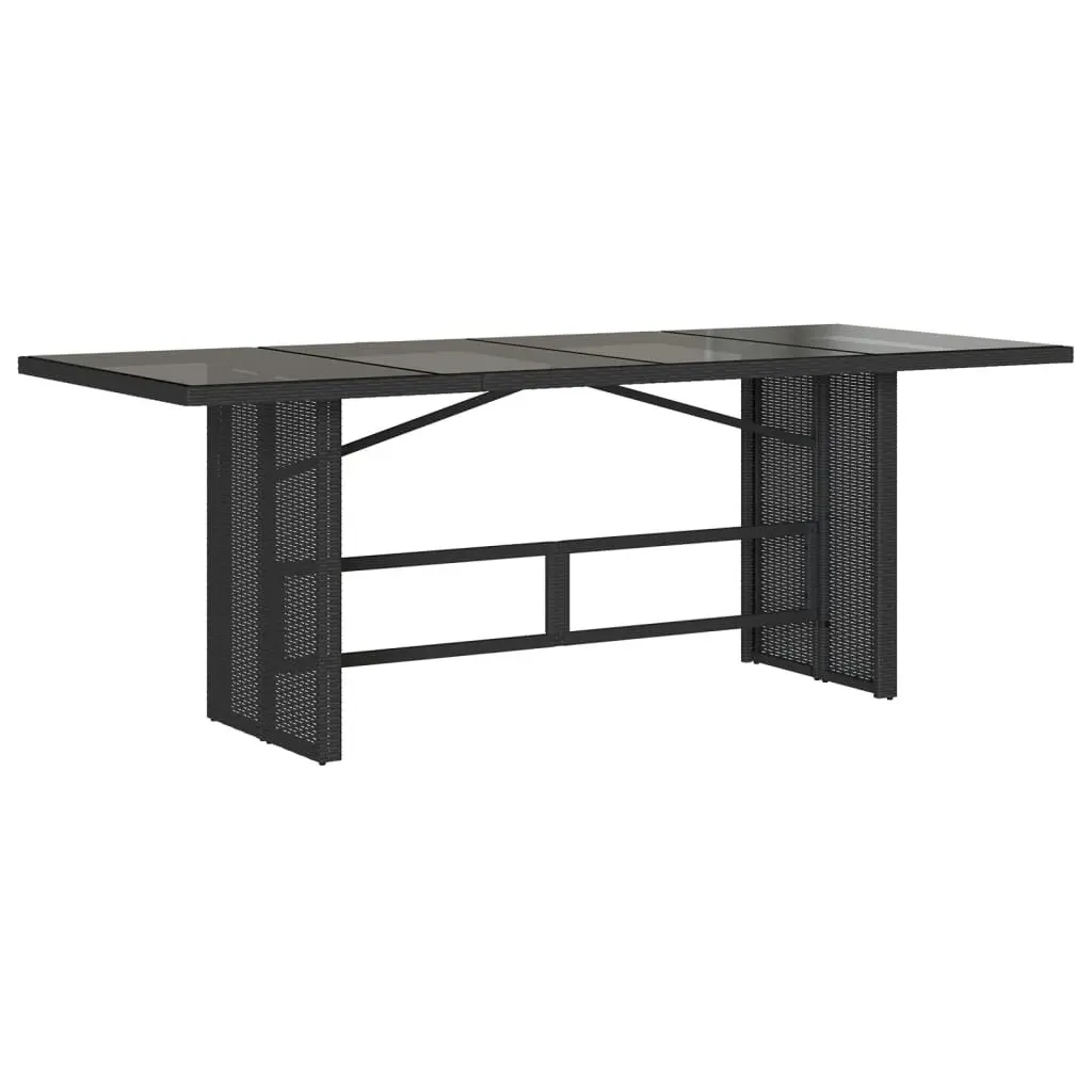 Outdoor Garden Dining Set 7 Piece Black Poly Rattan with Cushions