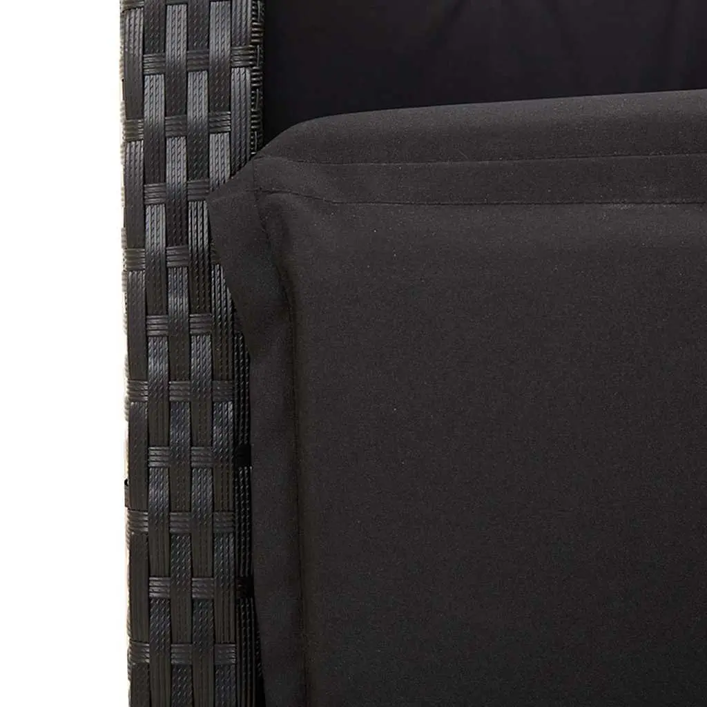 Outdoor Dining Set 9 Piece Black Poly Rattan Garden Furniture with Cushions