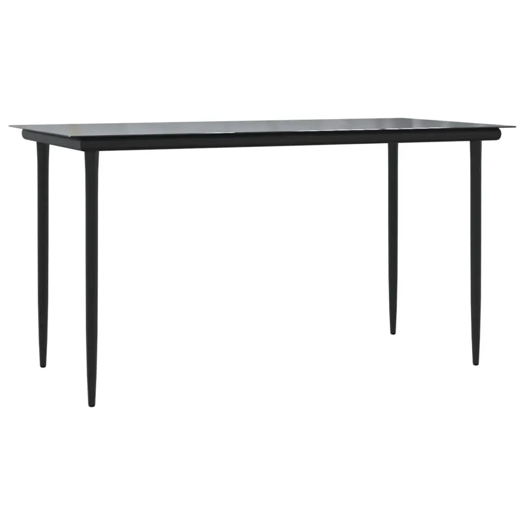 Outdoor Dining Set 5 Piece Black PE Rattan with Cushions and Tempered Glass Table