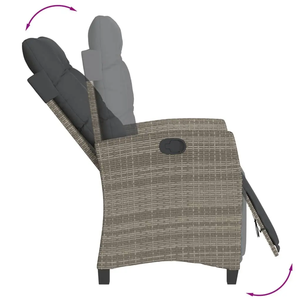 Outdoor Dining Set Grey Poly Rattan 7 Piece with Cushions