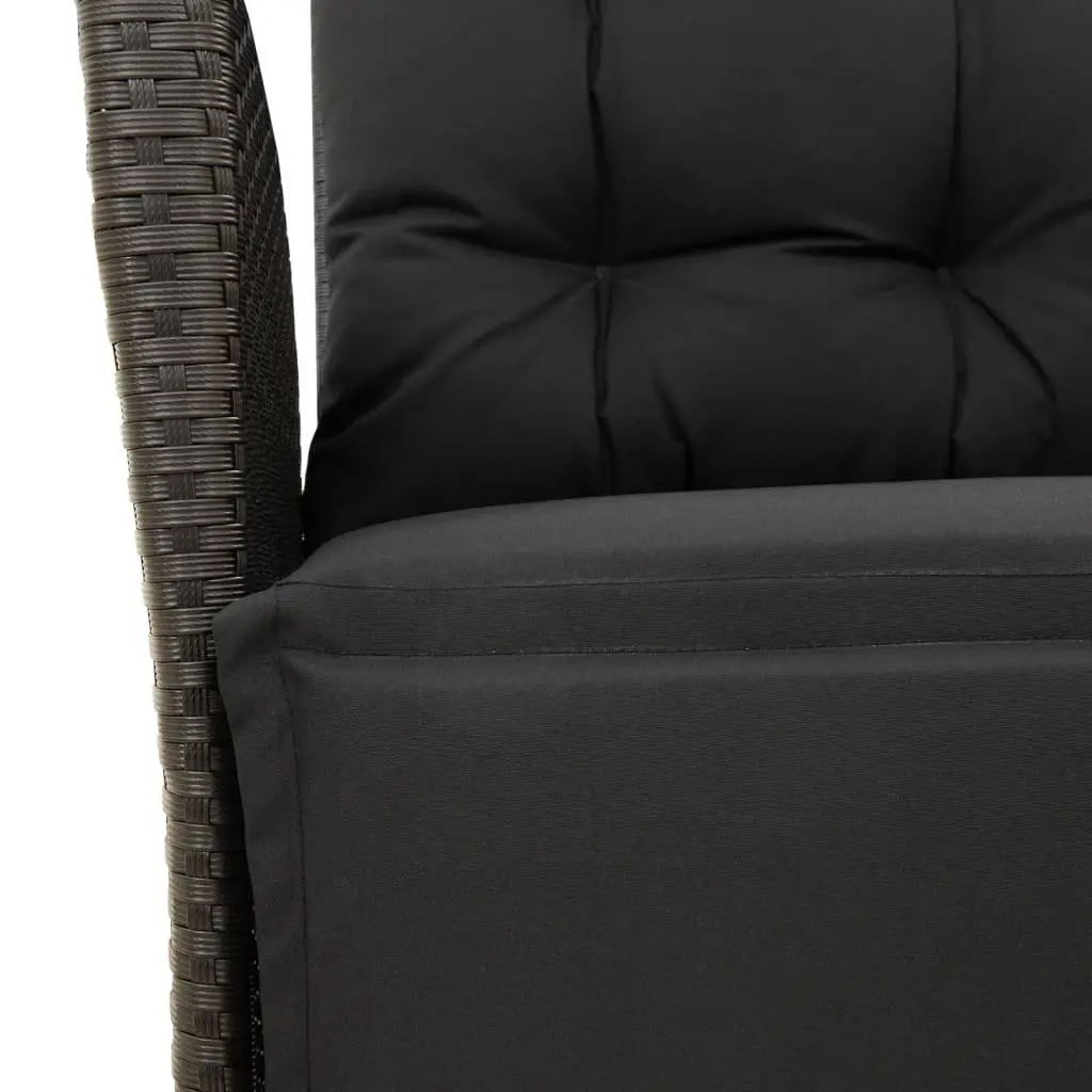 5 Piece Outdoor Dining Set with Black Cushions Adjustable Backrest Garden