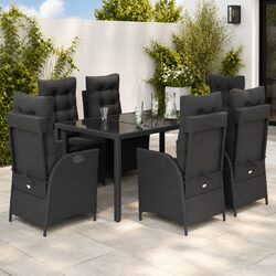 Friendly 7-Piece Black Rattan Dining Set for Your Patio