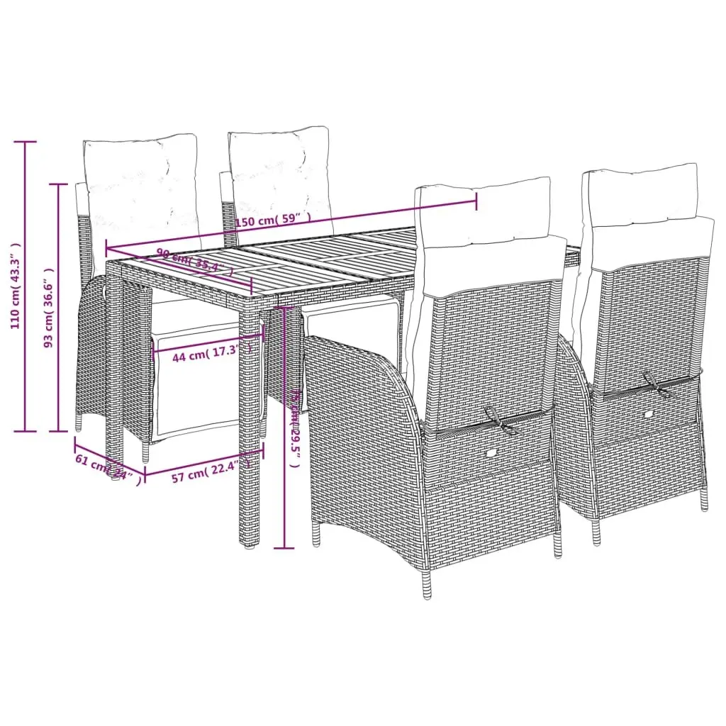 5 Piece Garden Dining Set