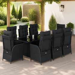 Friendly 9-Piece Black Garden Dining Set for Relaxation