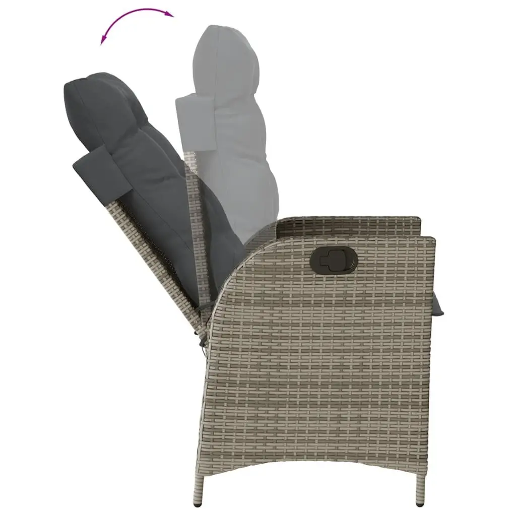Outdoor Garden Dining Set 7 Piece Grey Poly Rattan Patio Furniture Cushions