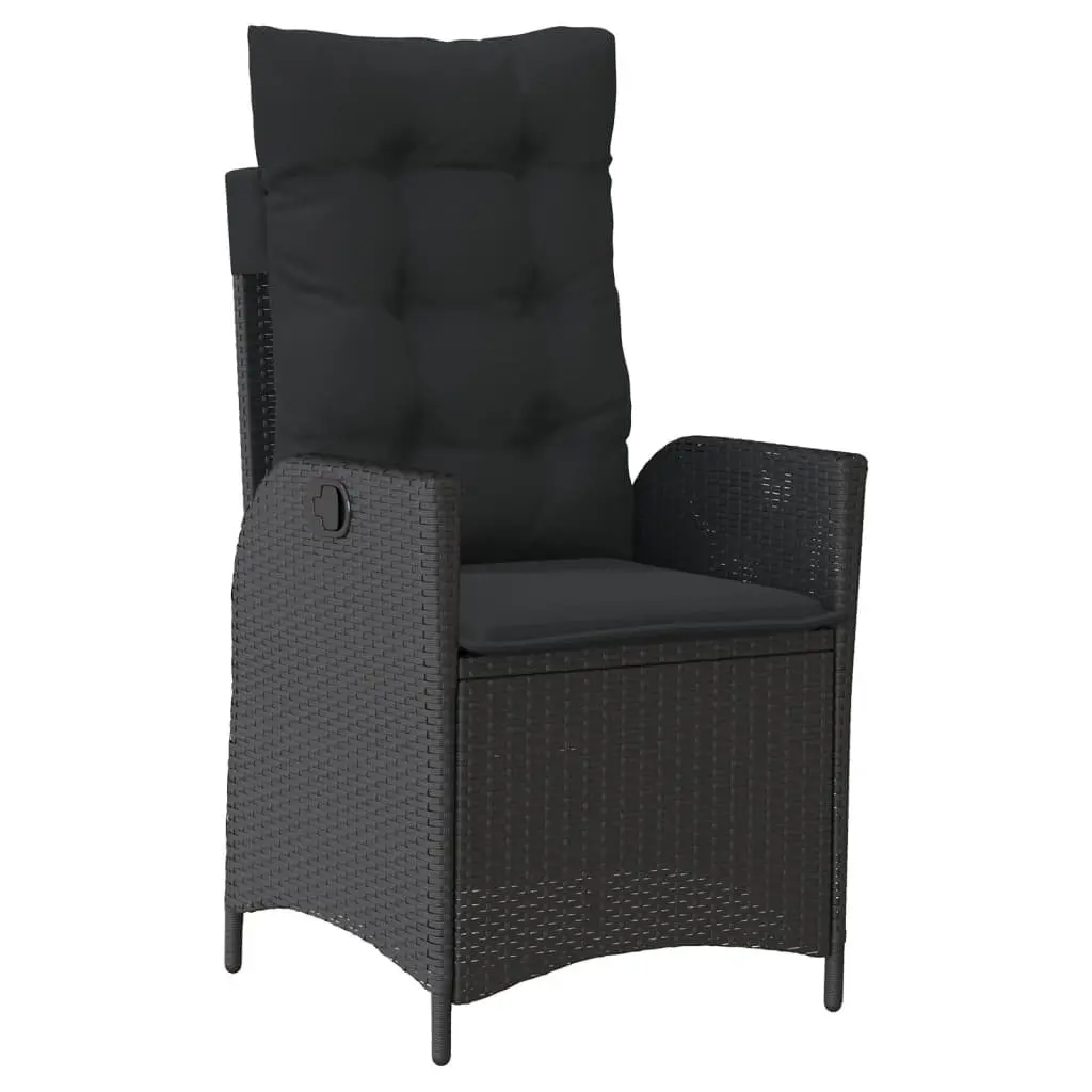 Garden Dining Set 5 Piece Outdoor Furniture Black Poly Rattan Cushions Patio