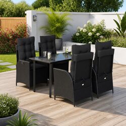 Friendly 5-Piece Garden Dining Set - Black Poly Rattan
