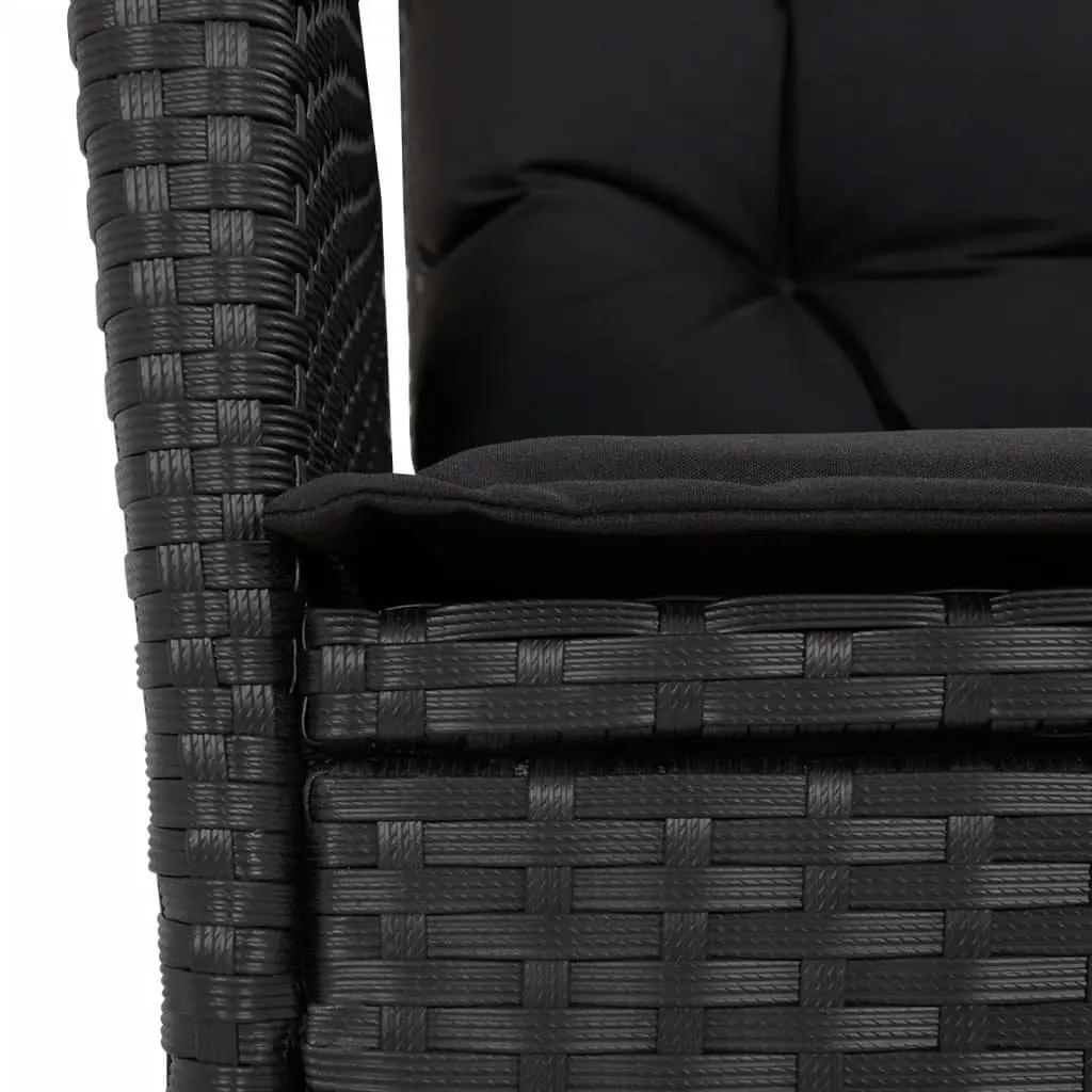 5 Piece Outdoor Dining Set Black PE Rattan with Cushions