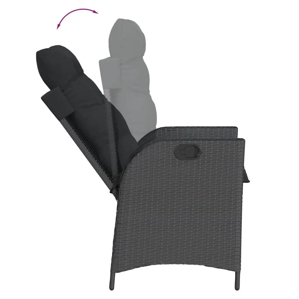 5 Piece Outdoor Dining Set Black PE Rattan with Cushions