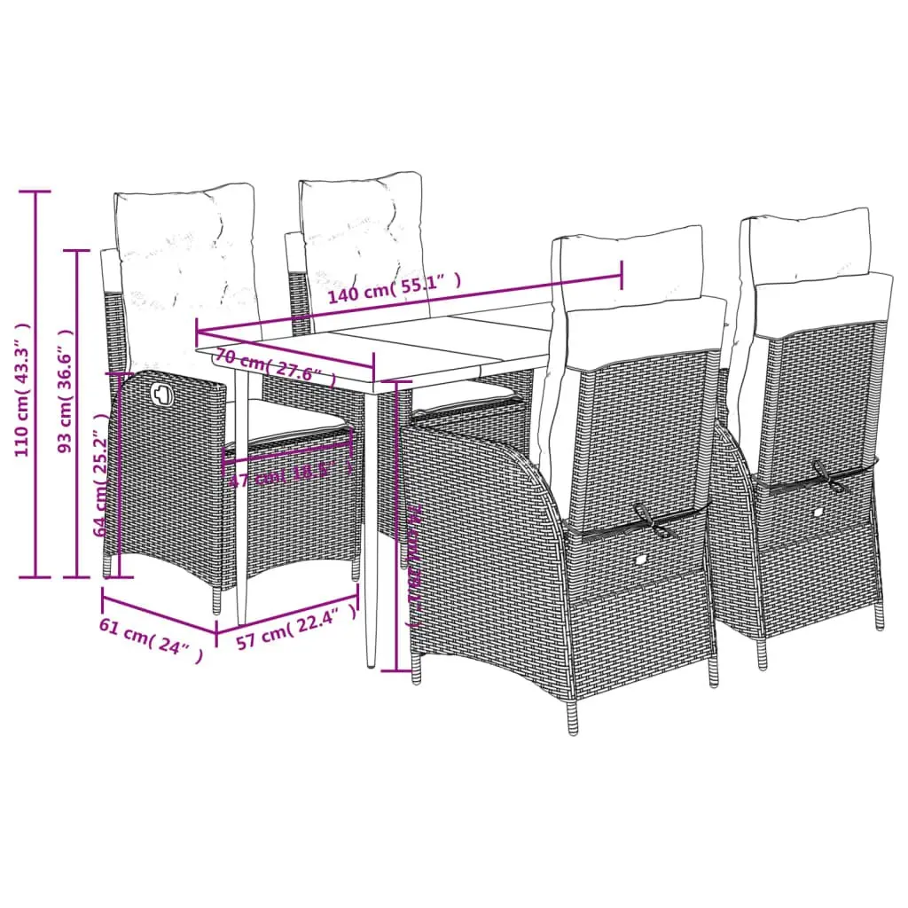 5 Piece Garden Dining Set