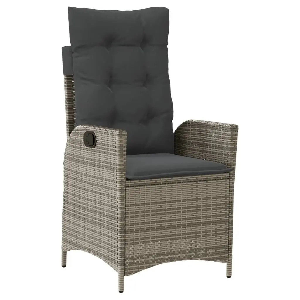 Garden Dining Set 5 Piece Outdoor Furniture Grey Poly Rattan Adjustable Backrest