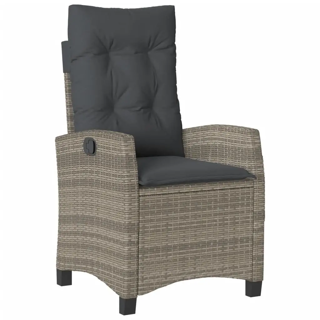 Garden Dining Set Grey Poly Rattan 3 Piece Outdoor Furniture with Cushions
