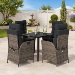 5 Piece Outdoor Dining Set - Stylish Grey with Cushions