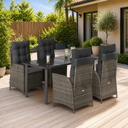 Friendly 5-Piece Garden Dining Set in Grey Rattan