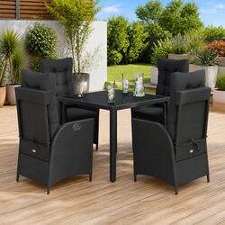 5 Piece Outdoor Dining Set - Adjustable Rattan Chairs