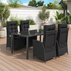 Your Friendly 5-Piece Black Garden Dining Set Awaits
