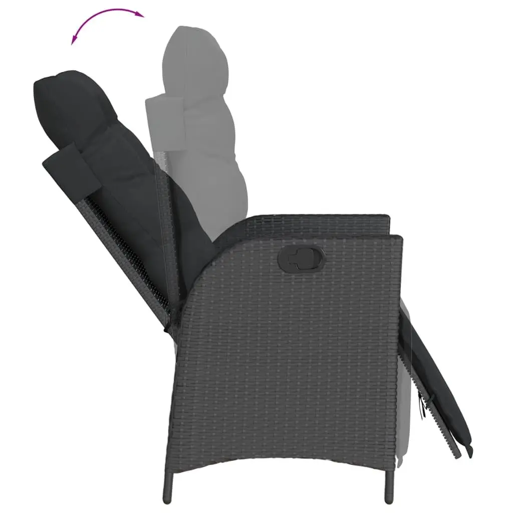 7 Piece Garden Dining Set Outdoor Furniture Black PE Rattan Chairs Table