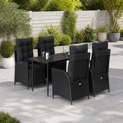 Friendly 5-Piece Garden Dining Set – Black Poly Rattan