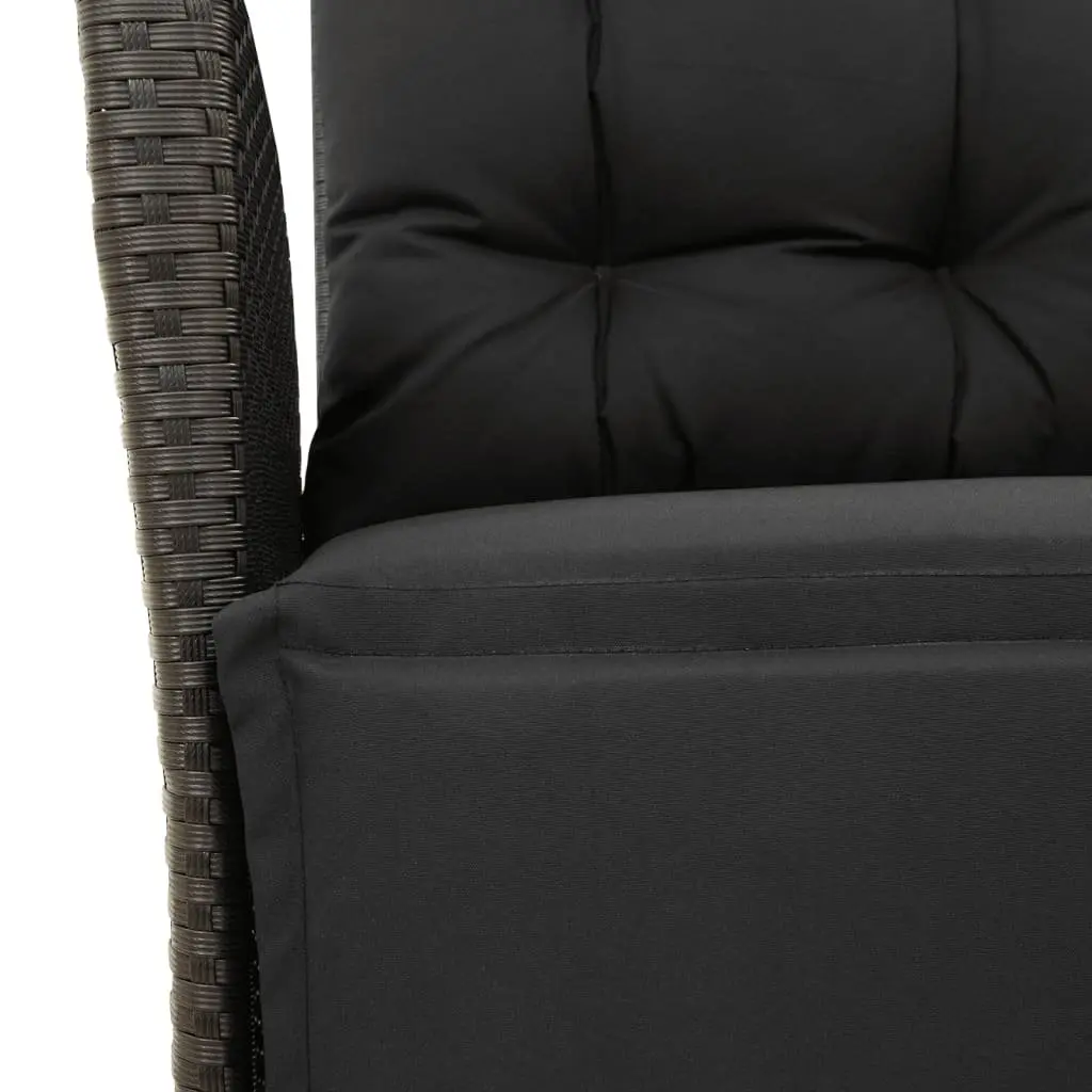 Garden Dining Set 5 Piece Outdoor Furniture Black Poly Rattan with Cushions