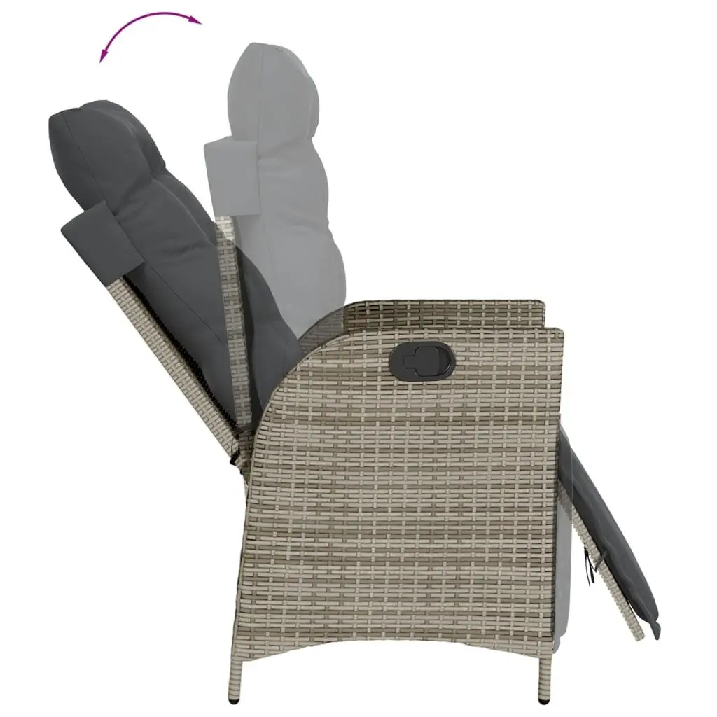 7 Piece Outdoor Dining Set Rattan Chairs with Cushions Grey Glass Table