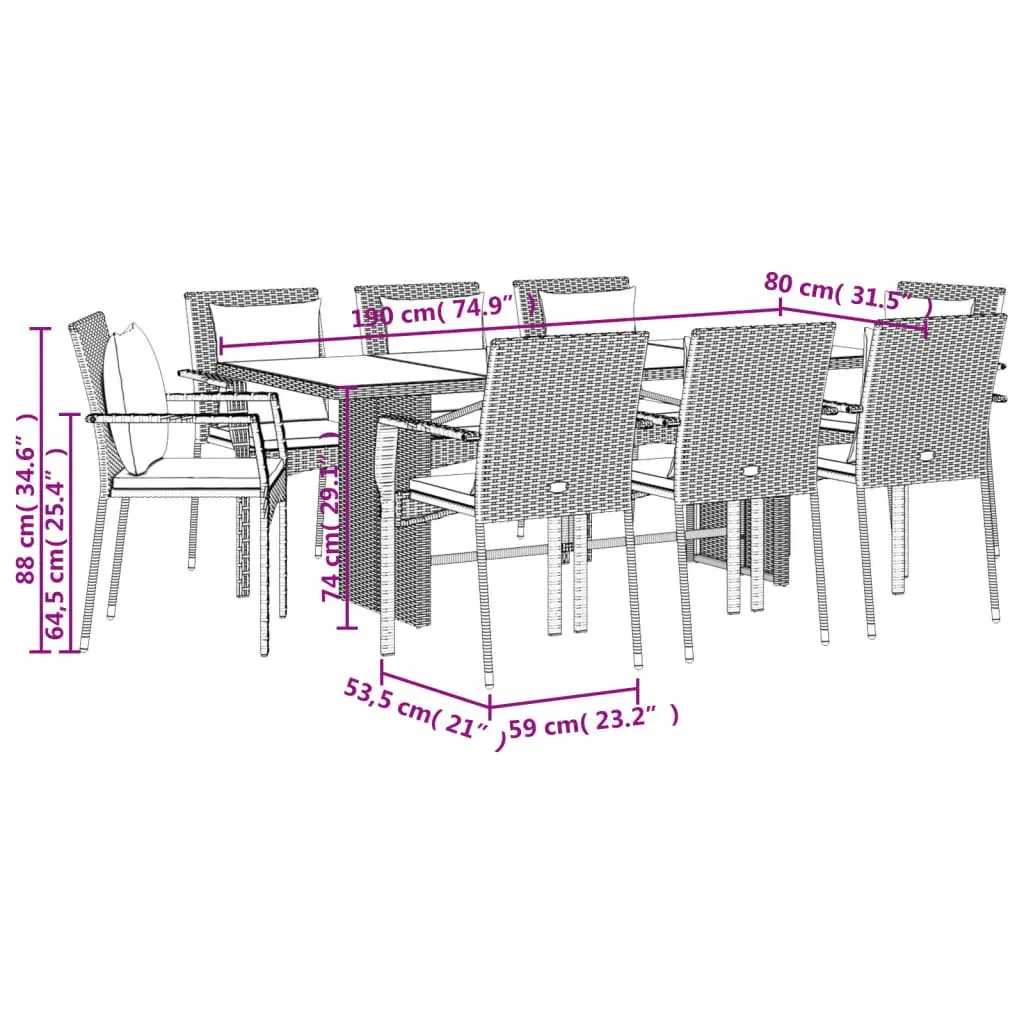 9-Piece Garden Dining Set