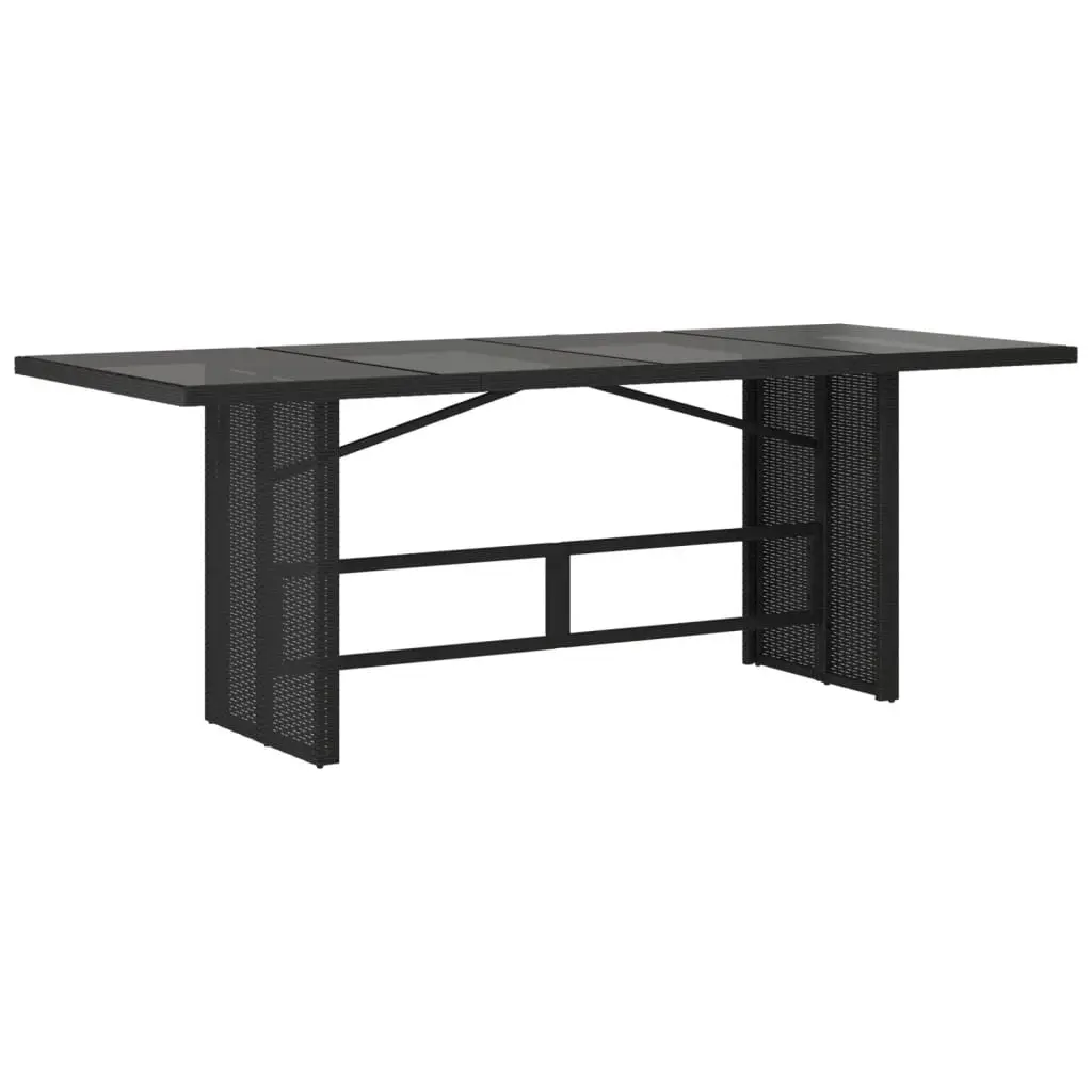 7 Piece Outdoor Dining Set with Cushions Black Poly Rattan Table and Chairs for Patio Garden