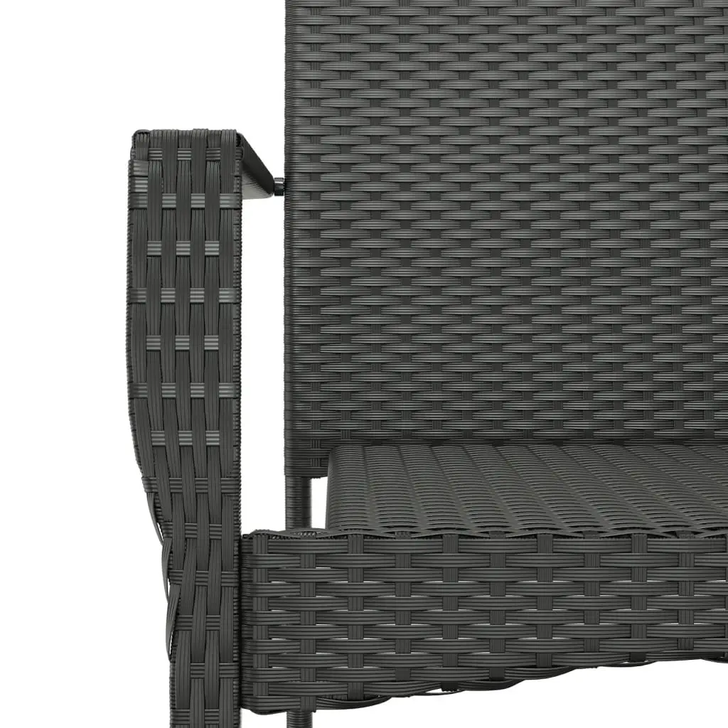 7 Piece Outdoor Dining Set with Cushions Black Poly Rattan Table and Chairs for Patio Garden