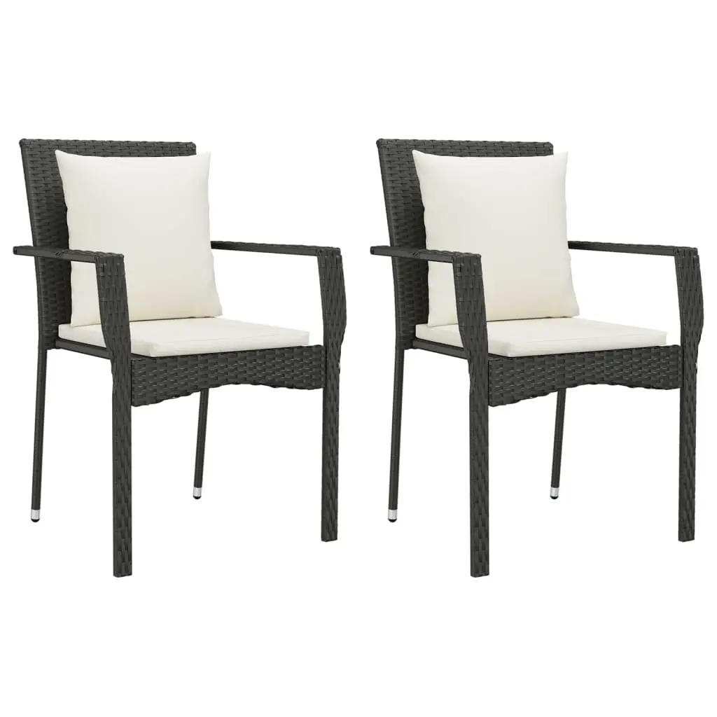 Outdoor Dining Set 9 Piece Garden Furniture with Cushions Black Poly Rattan