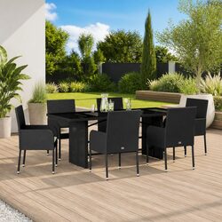 Friendly 7 Piece Garden Dining Set – Black Rattan