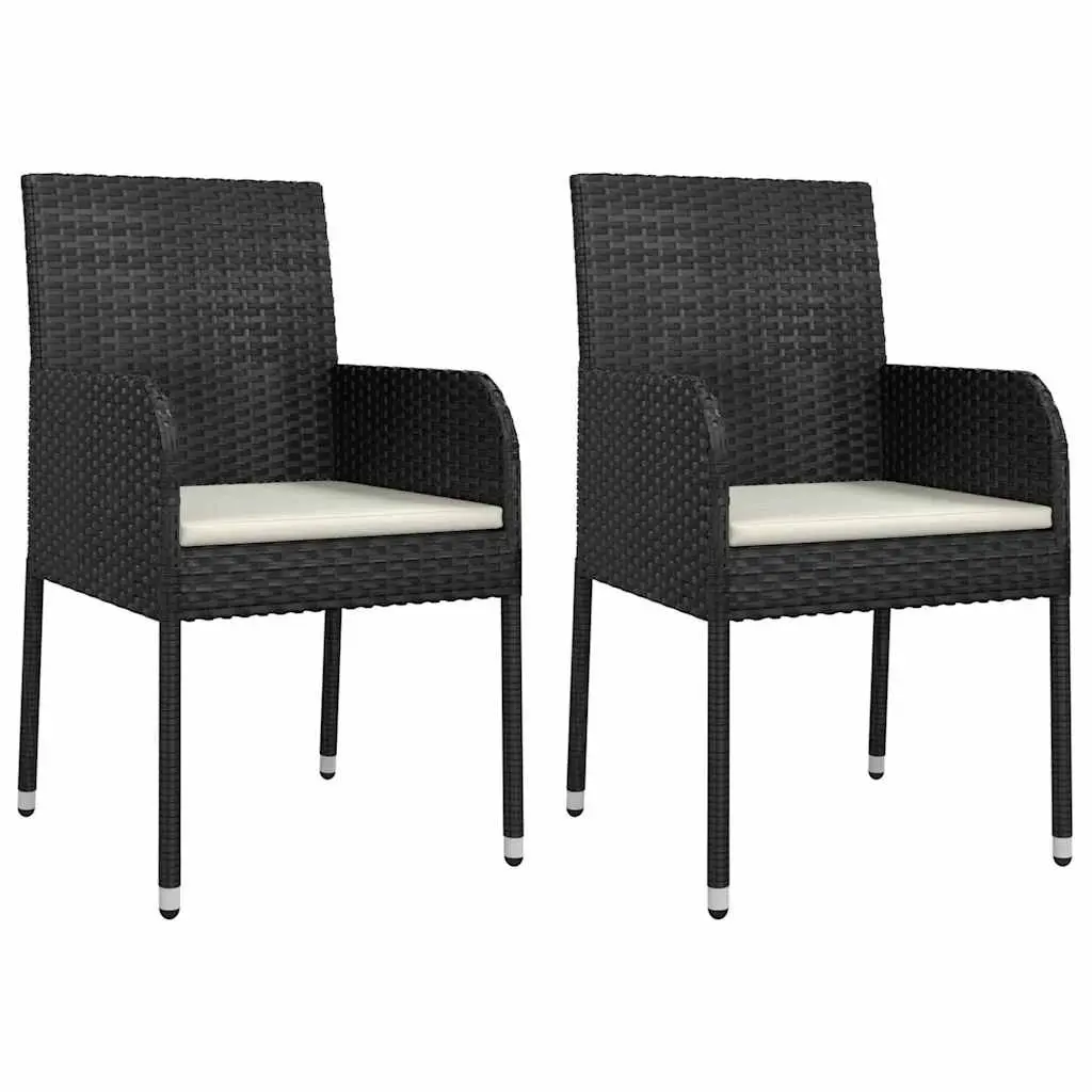 Outdoor Dining Set 9 Piece Black Poly Rattan Cushioned Garden Furniture