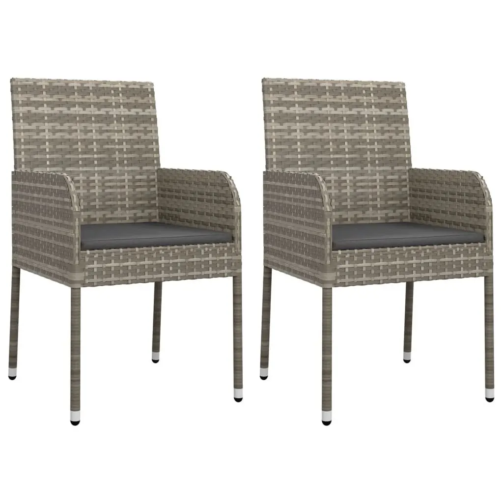 7 Piece Outdoor Patio Dining Set Grey Poly Rattan Furniture with Cushions
