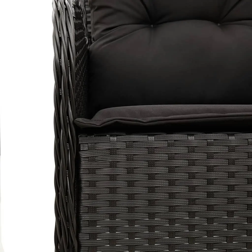 Outdoor Garden Dining Set 9 Piece Black Poly Rattan Chairs Table Cushions