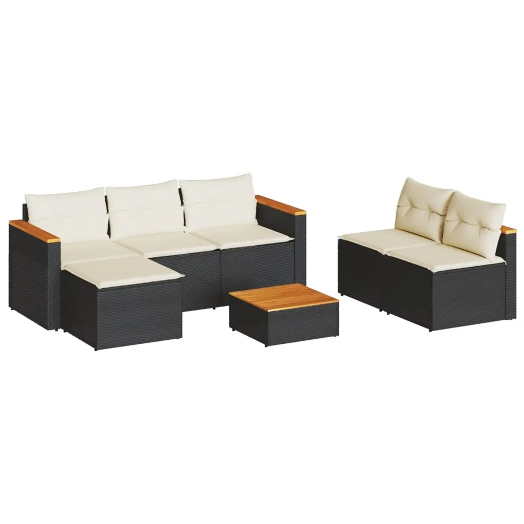 5 Piece Outdoor Garden Sofa Set Black Poly Rattan Furniture Patio Lounge
