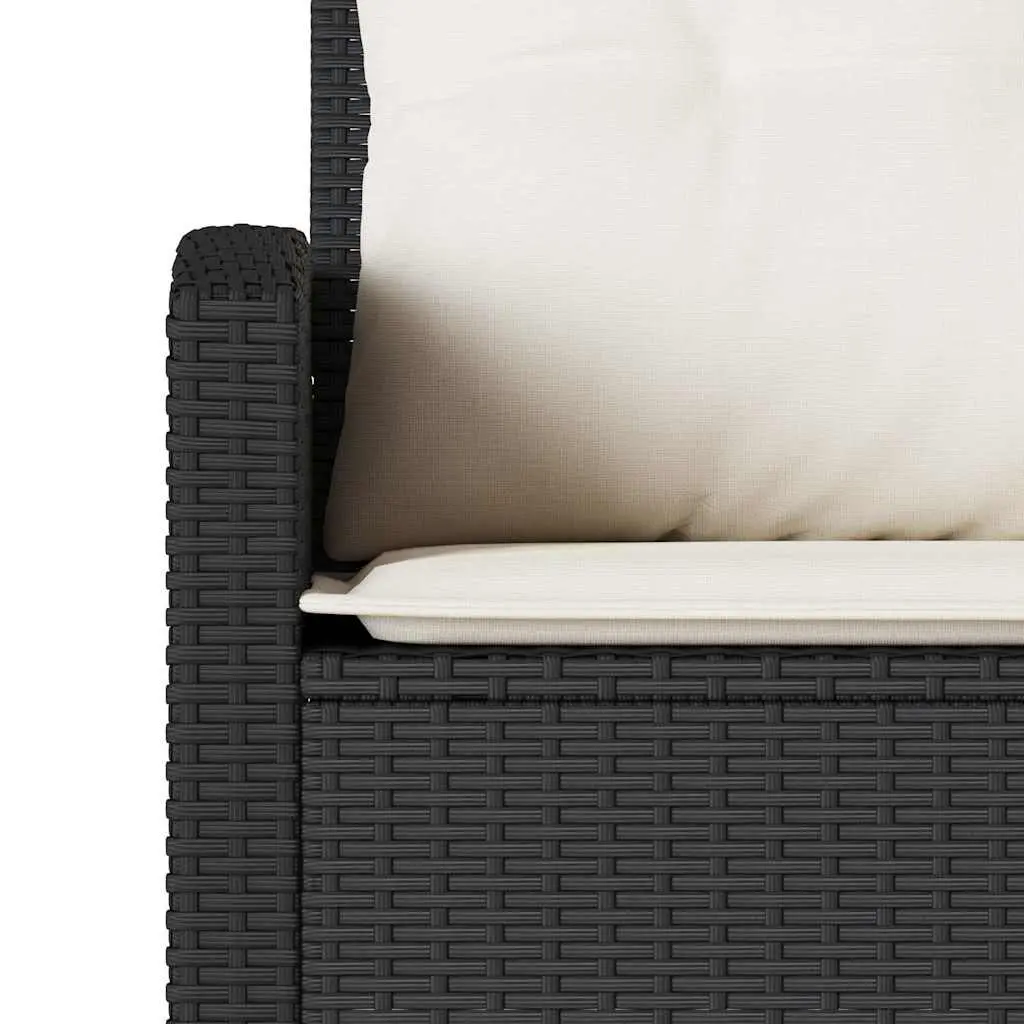L-Shaped Garden Sofa Set Black 6 Piece Outdoor Furniture with Cushions