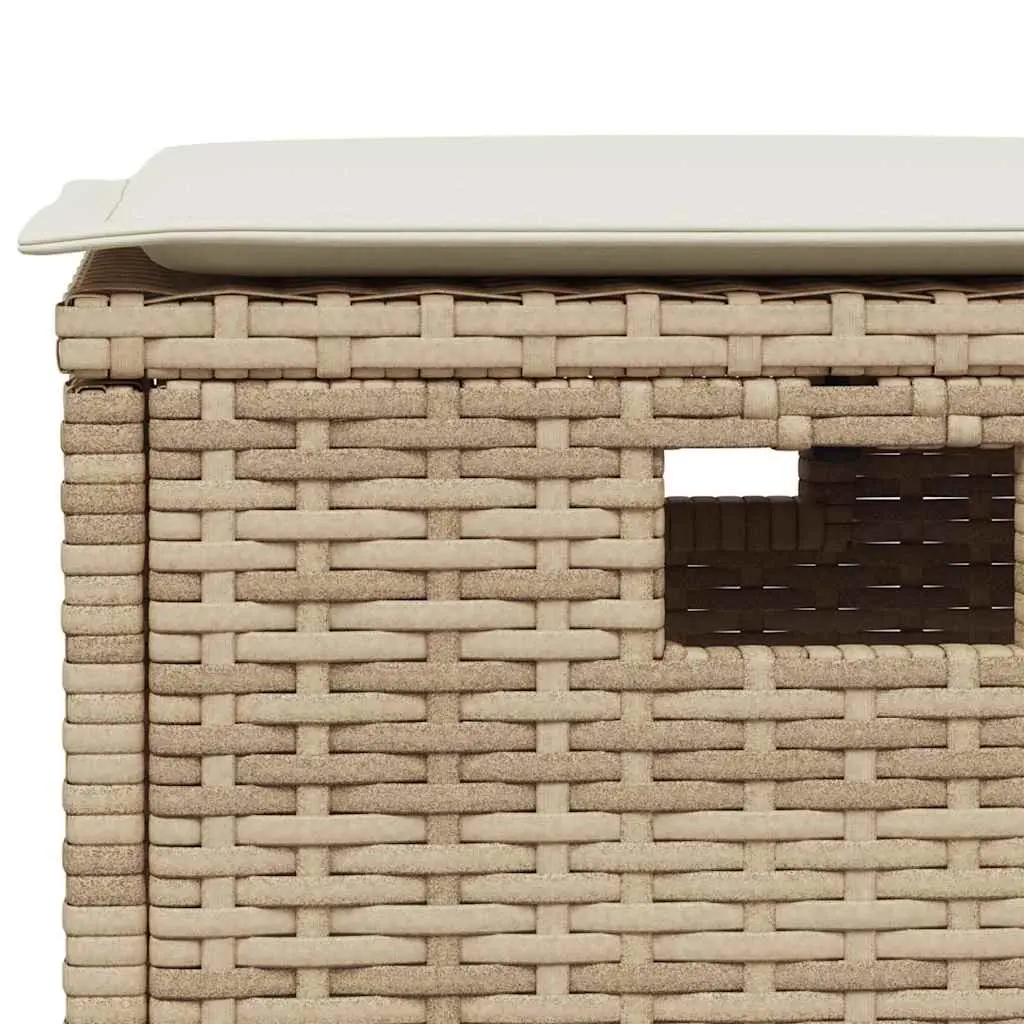 6 Piece Outdoor L-shaped Sofa Set with Cushions Beige Weather-resistant PE Rattan