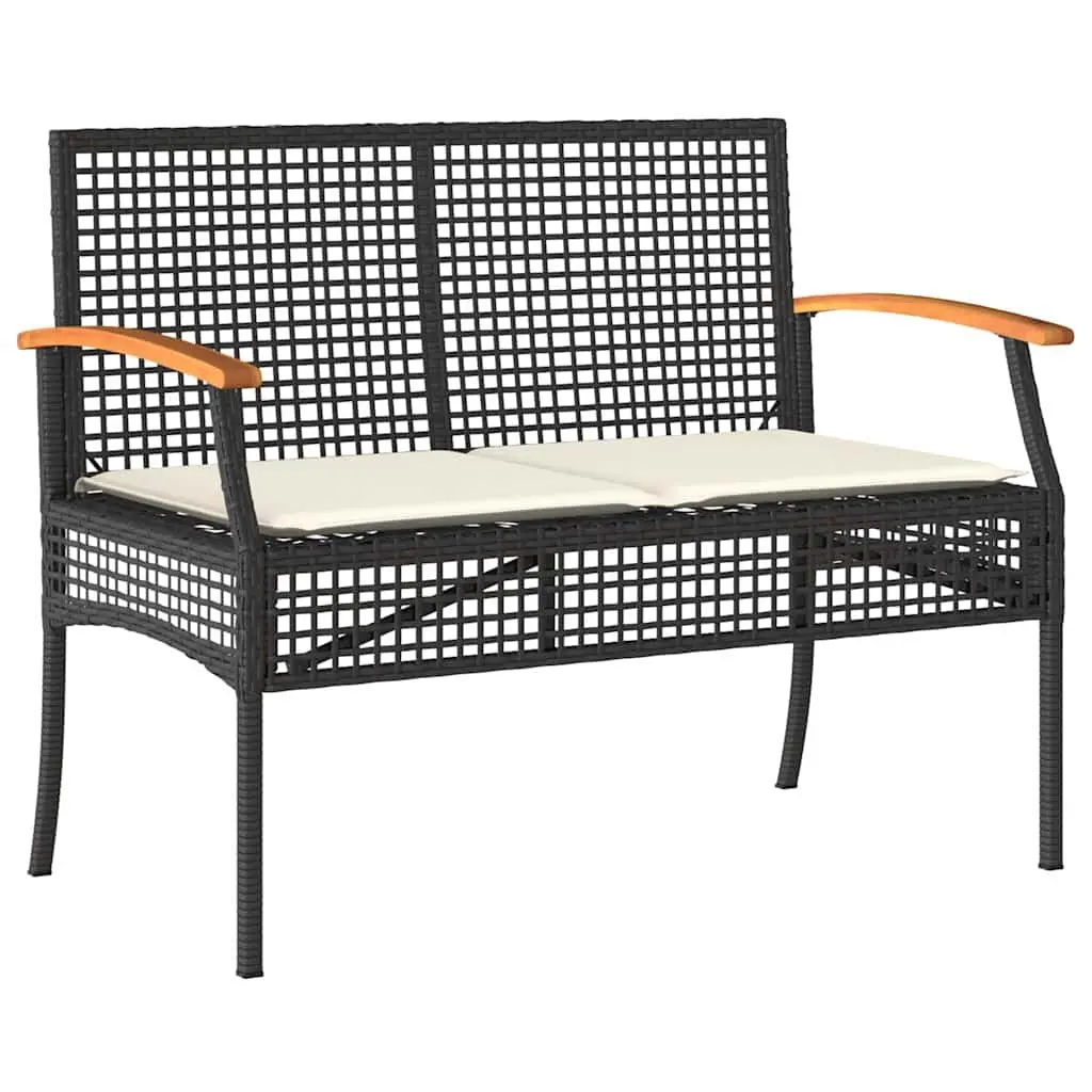 5 Piece Garden Dining Set Outdoor Patio Furniture Black Poly Rattan with