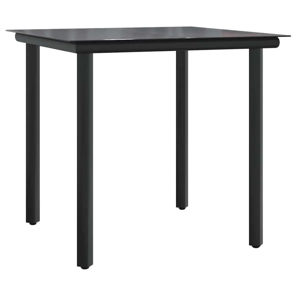 3 Piece Black Poly Rattan Outdoor Dining Set with Cushions Durable Table and Chairs for Garden Patio Use