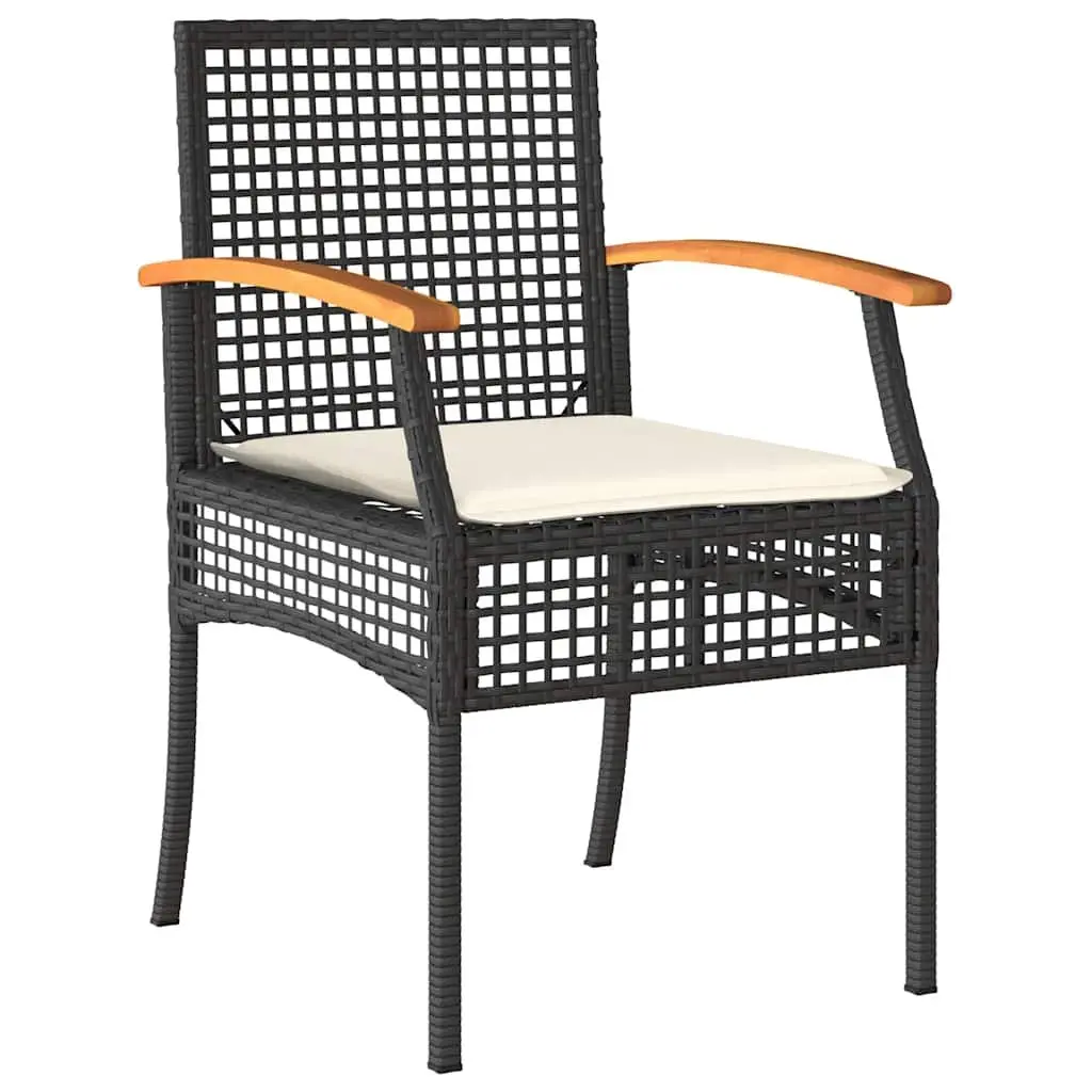 5 Piece Garden Dining Set Black PE Rattan Outdoor Furniture with Cushions