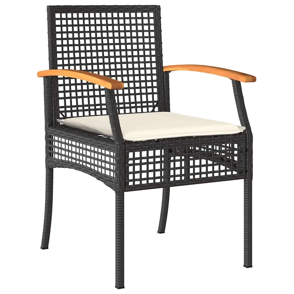 7 Piece Garden Dining Set Outdoor Patio Furniture Black Poly Rattan with