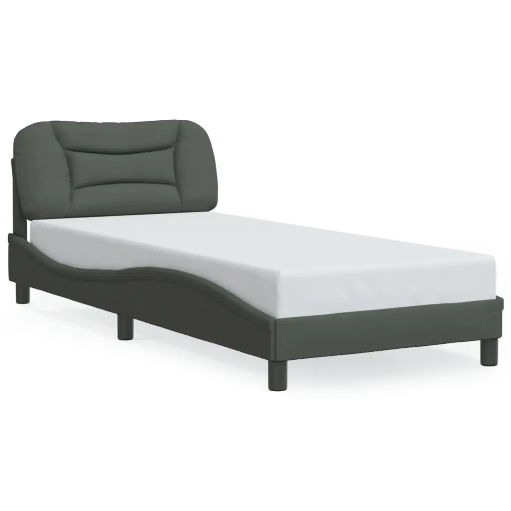 Bed Frame with LED Lights Dark Grey Fabric 90x190 cm