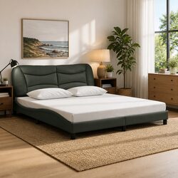 Your New King Bed Frame with LED Lights in Grey Fabric