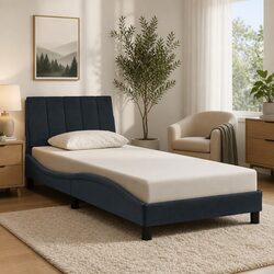 Bed Frame with LED Lights Dark Grey Velvet 90x190 cm Slatted Base Headboard